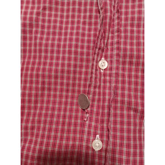 Ralph Lauren Button Down Shirt Men's Red Plaid Pony 17 34/35 Extra Large XL Flaw - Picture 3 of 9